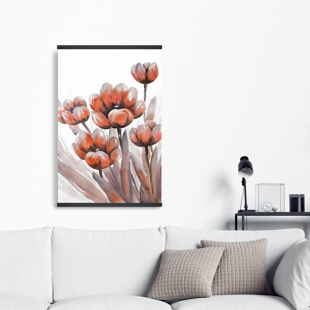 Watercolor Red Flowers Botanical Magnetic Canvas - Home Decor
