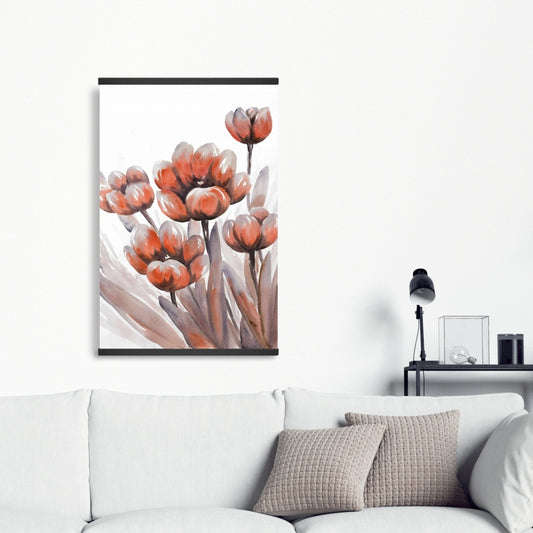 Watercolor Red Flowers Botanical Magnetic Canvas - Home Decor