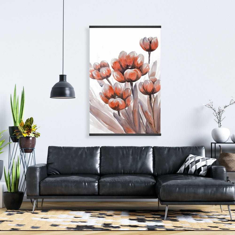 Watercolor Red Flowers Botanical Magnetic Canvas - Home Decor