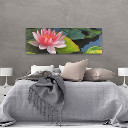 Blue Romantic Bedroom Canvas - Water Lilies and Lotus Flowers
