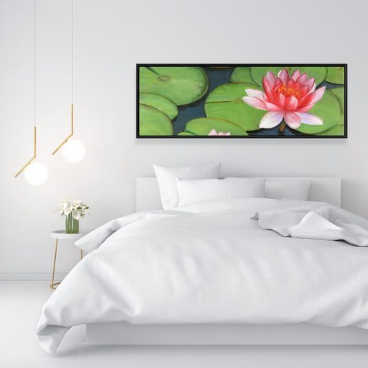 Lotus Flowers in Swamp | Romantic Floral Bedroom Canvas Decor