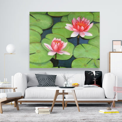 Romantic Floral Lotus Flowers Canvas - Home Decor Wall Art