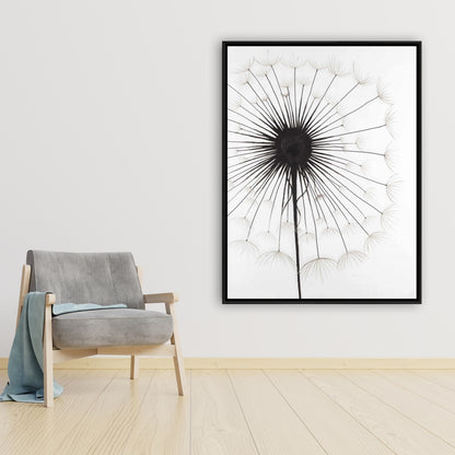 Dandelion Monochrome Framed Canvas | Floral Home Decor