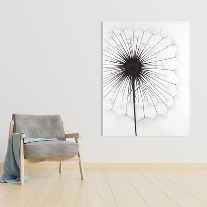 Toile décorative pissenlit | Décoration florale botanique blanche