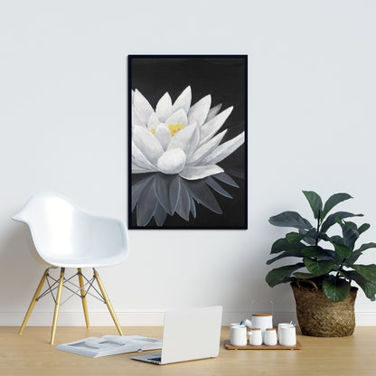 Lotus Flower Reflection Canvas | White Frame Home Decor