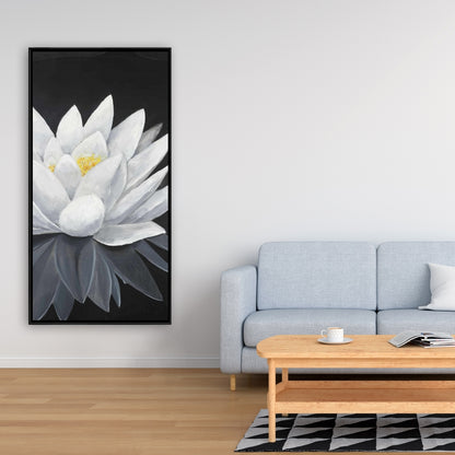 Lotus Flower Reflection Canvas | White Frame Home Decor