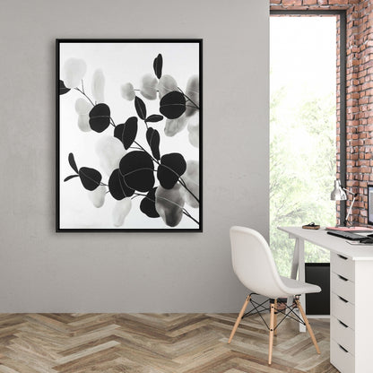 Grayscale Branches & Leaves Canvas - Floral Home Decor Wall Art