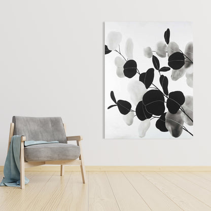 Minimalist Grayscale Branches Canvas - Floral Bedroom Decor