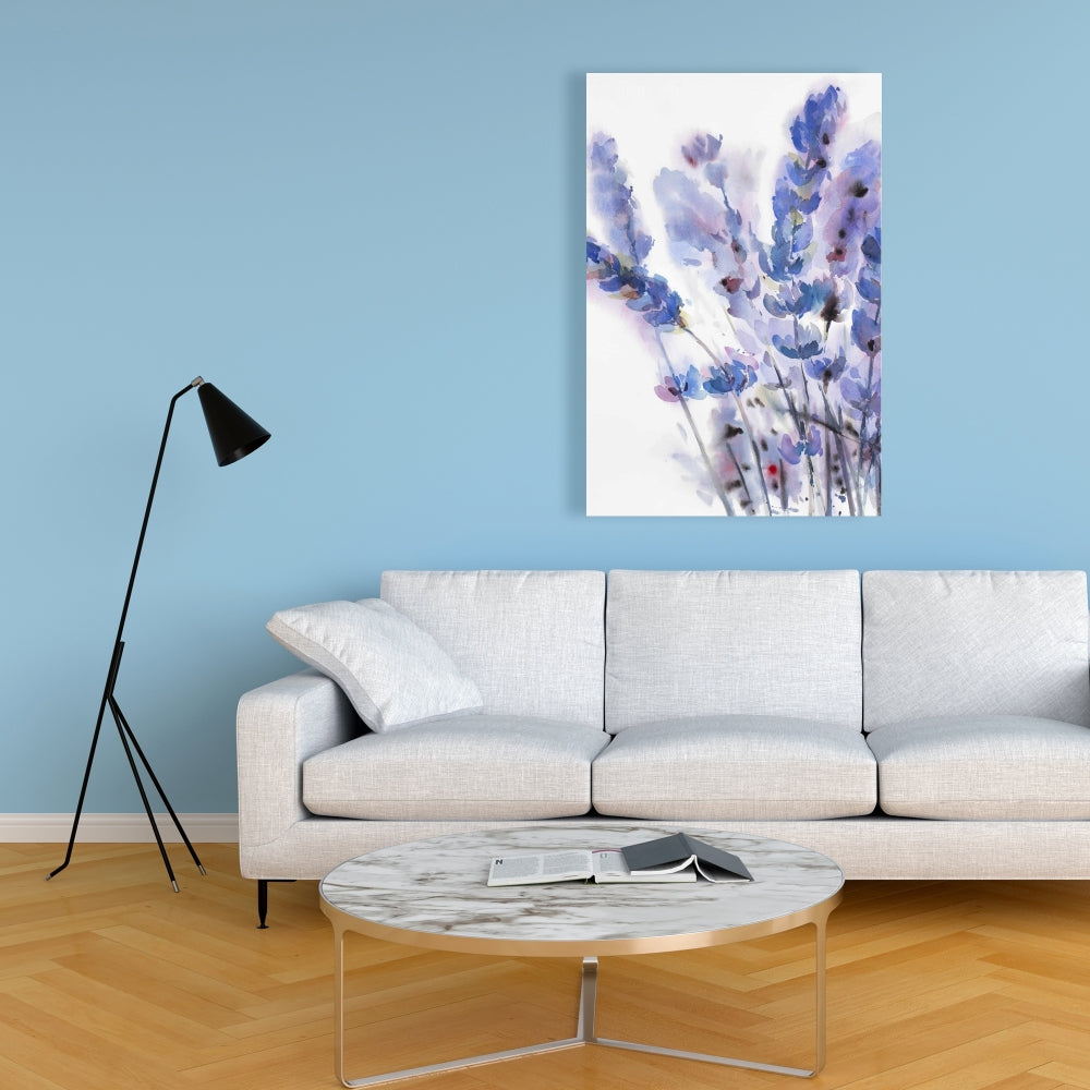 Watercolor Lavender Flowers Canvas | Rustic Floral Home Decor