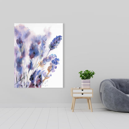 Watercolor Lavender Flowers Canvas | Botanical Home Decor