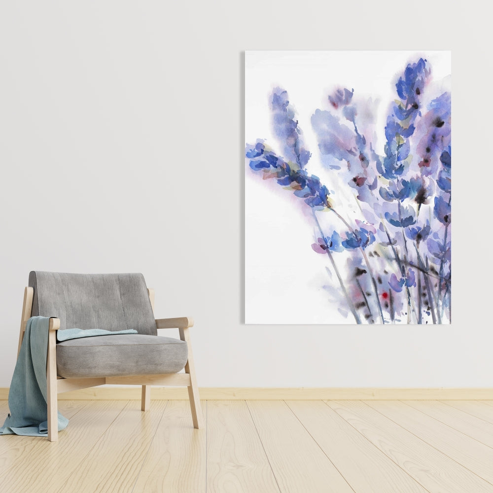 Watercolor Lavender Flowers Canvas | Rustic Floral Home Decor