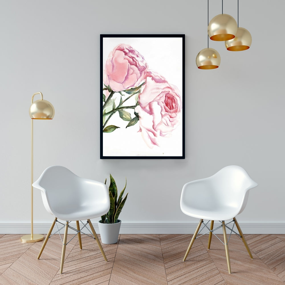 Romantic Pink Bedroom Decor | Watercolor Pink Roses Canvas