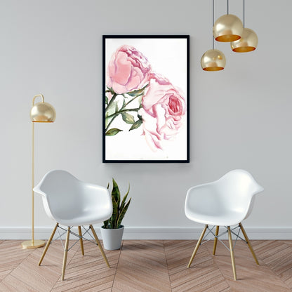 Romantic Pink Bedroom Decor | Watercolor Pink Roses Canvas