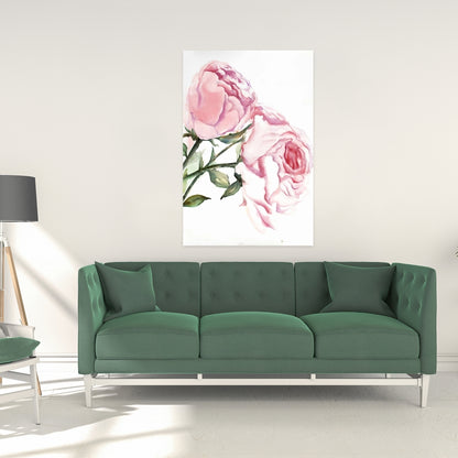 Toile florale romantique rose | Décoration d'intérieur avec roses aquarelles