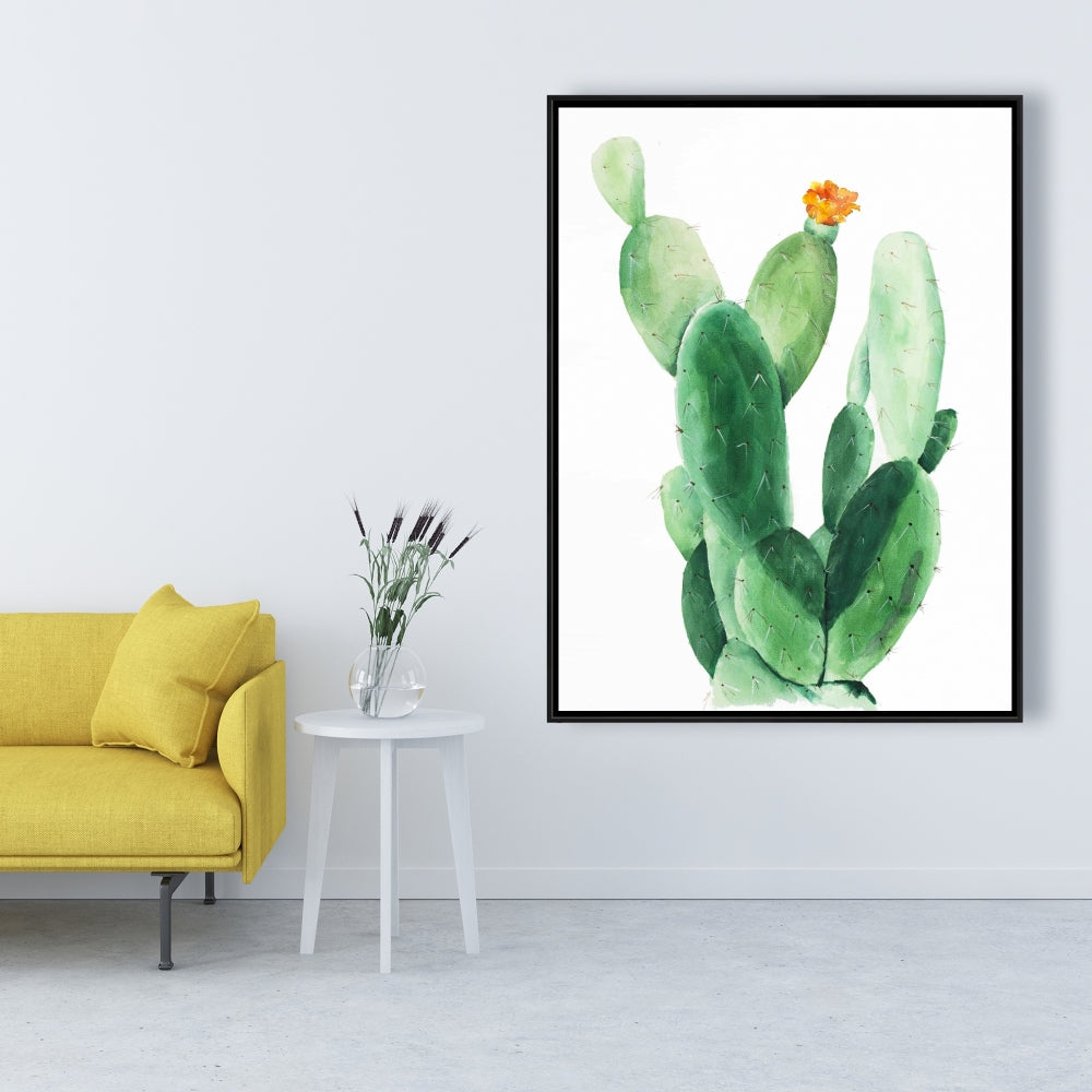 Toile aquarelle « Cactus en forme de pagaie » | Décoration florale et botanique