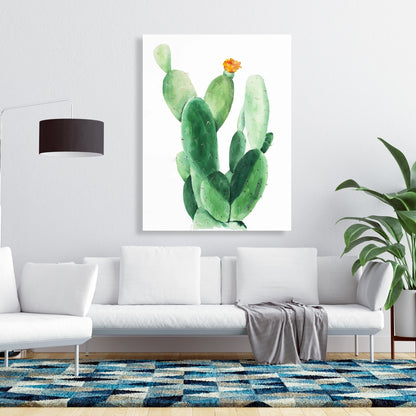 Watercolor Paddle Cactus Canvas | Botanical Bedroom Decor