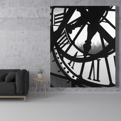 Monochrome White Canvas - Giant Clock Orsay Museum Wall Art