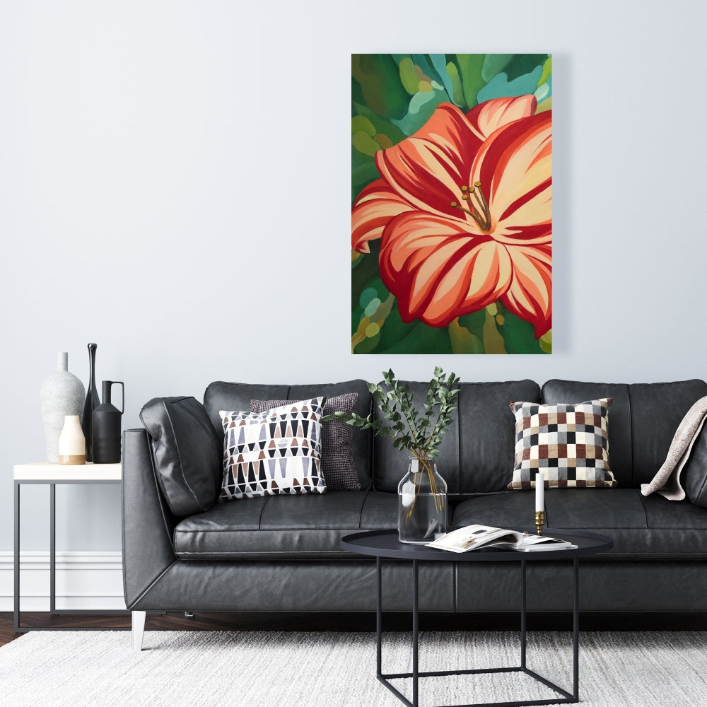 Blooming Daylilies Red Canvas | Contemporary Bedroom Decor