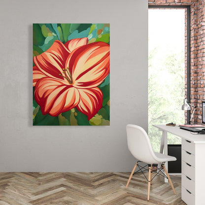 Blooming Daylilies Red Canvas | Contemporary Bedroom Decor
