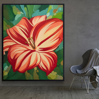 Blooming Daylilies Red Botanical Canvas | Bedroom Home Decor