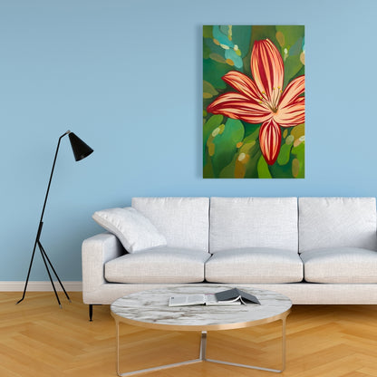 Blaze Tiger Lilies Red Floral Canvas - Bedroom Wall Art Decor
