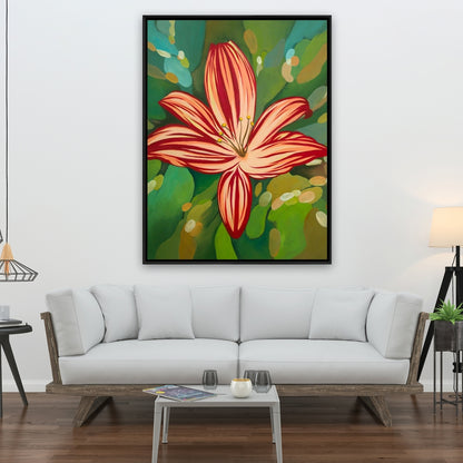 Blaze Tiger Lilies Red Floral Botanical Framed Canvas Decor