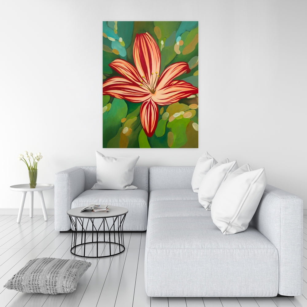 Blaze Tiger Lilies Red Floral Canvas - Bedroom Wall Art Decor