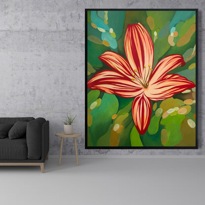 Blaze Tiger Lilies Red Floral Botanical Framed Canvas Decor