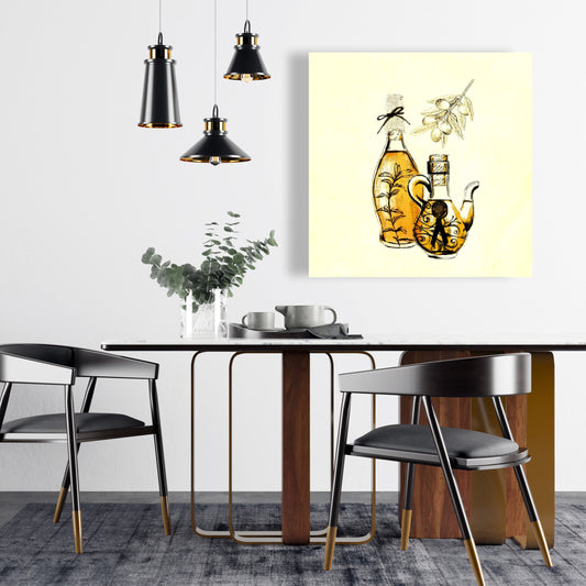 Two Bottles of Olive Oil Canvas | Home Decor Wall Art