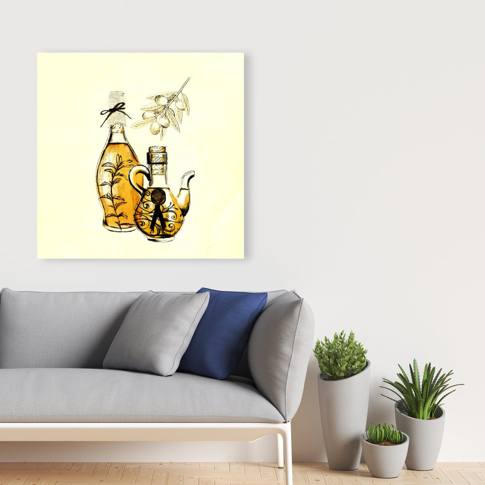 Two Bottles of Olive Oil Canvas | Home Decor Wall Art