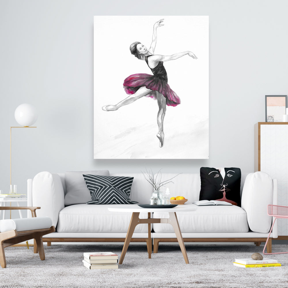 Small Pink Ballerina Canvas | White Sports & Games Decor
