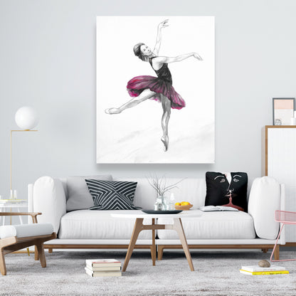 Small Pink Ballerina Canvas | White Sports & Games Decor