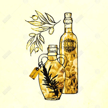 Toile de cuisine artisanale à l'huile d'olive - Décoration murale illustrative