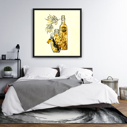 Toile de cuisine artisanale à l'huile d'olive - Décoration murale illustrative