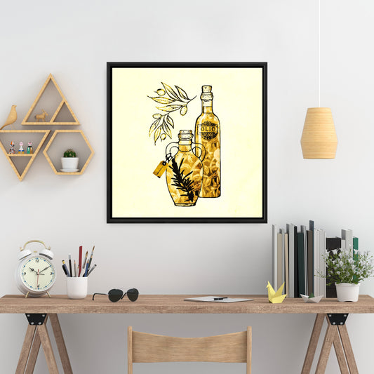 Artisanal Olive Oil Kitchen Canvas - Illustrative Wall Decor