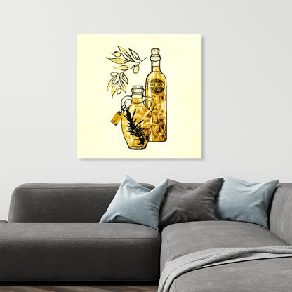 Toile de cuisine jaune | Décoration d'intérieur à l'huile d'olive artisanale