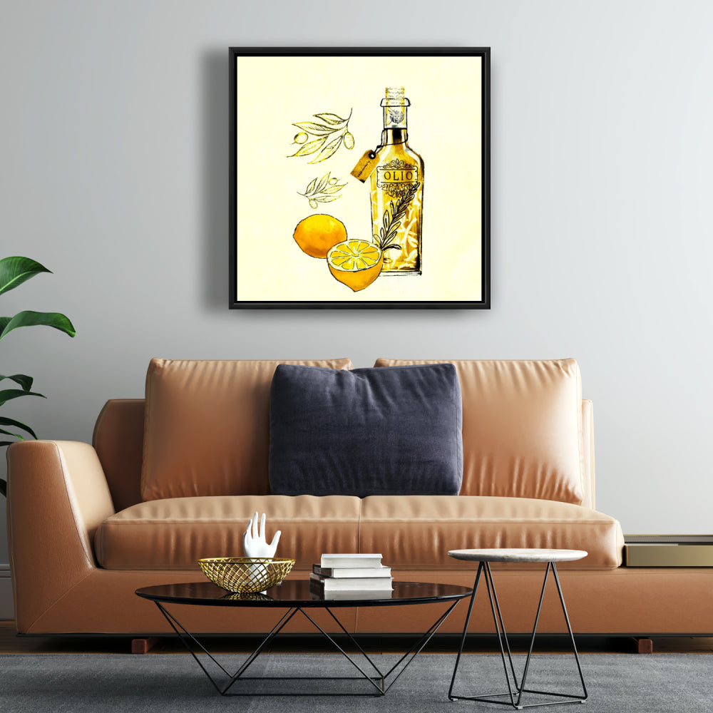 Toile « Huile d'olive et citrons » | Décoration d'intérieur encadrée