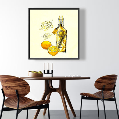 Toile « Huile d'olive et citrons » | Décoration d'intérieur encadrée