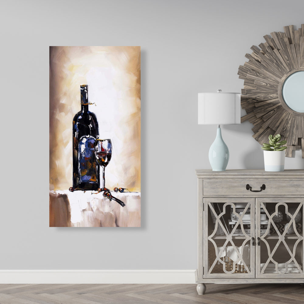 Object Blue Canvas | Bottle and Glass Red Wine Home Decor