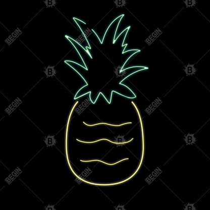 Toile encadrée Ananas Néon | Décoration culinaire exotique pour la maison