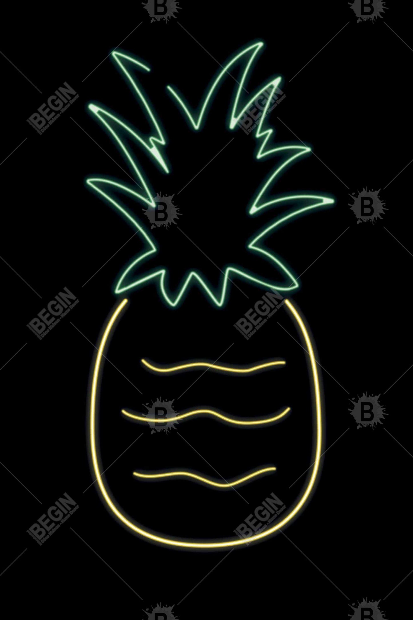 Neon Pineapple Magnetic Canvas - Exotic Food Home Decor Art
