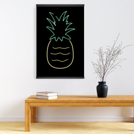 Neon Pineapple Magnetic Canvas - Exotic Food Home Decor Art