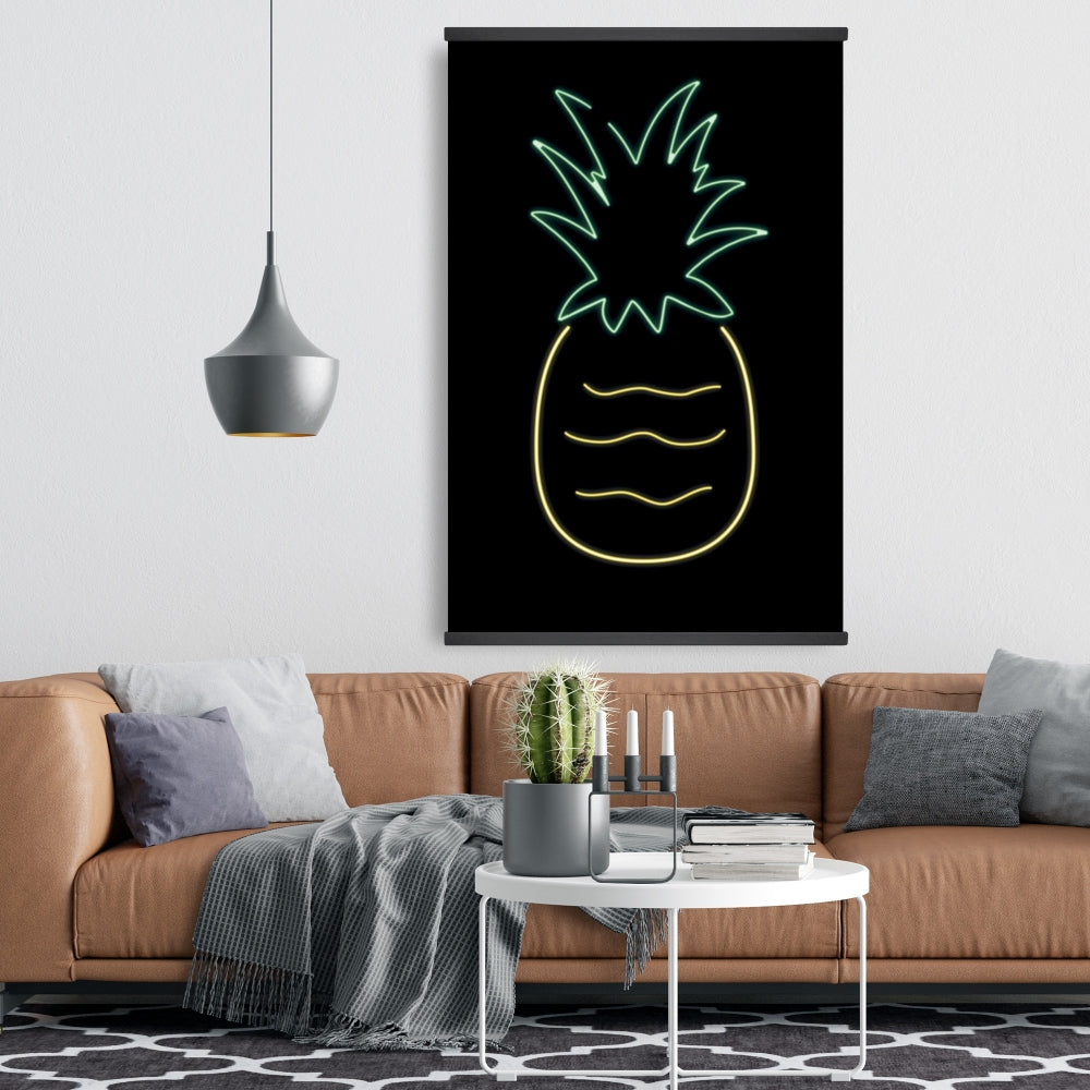 Neon Pineapple Magnetic Canvas - Exotic Food Home Decor Art