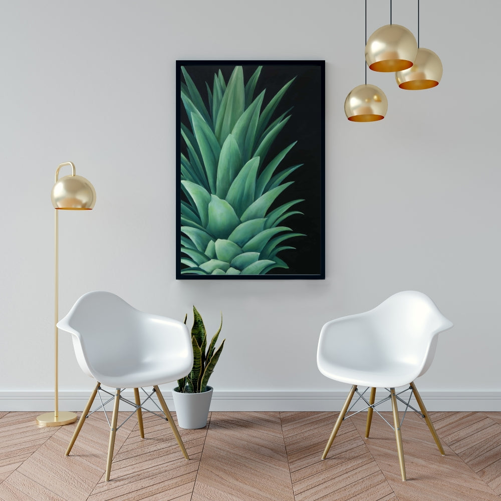 Botanical Black Floral Canvas - Pineapple Leaves Home Decor