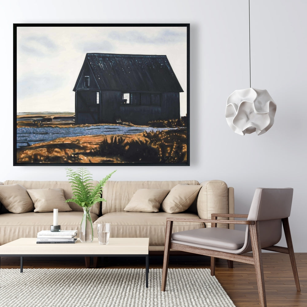 Abandoned Barn Canvas - Leaves Blue Bedroom Wall Art Decor