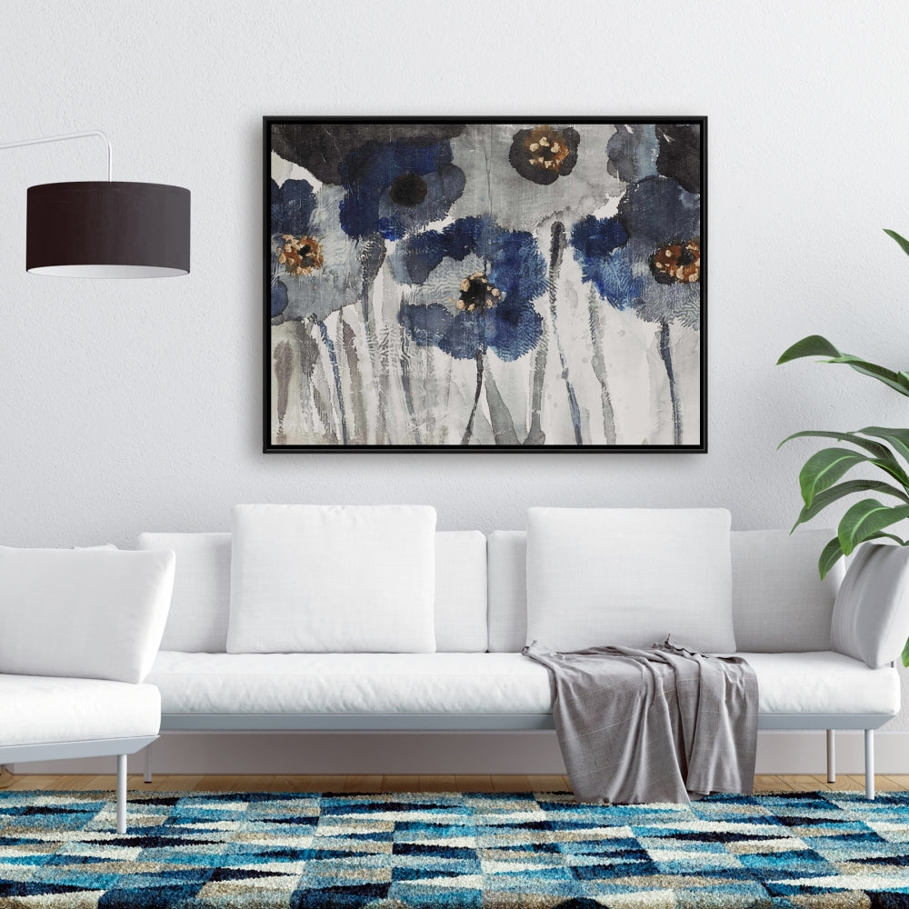 Blue Blurry Flowers Canvas | Floral Decor | Botanical Art