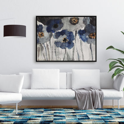Blue Blurry Flowers Canvas | Floral Decor | Botanical Art