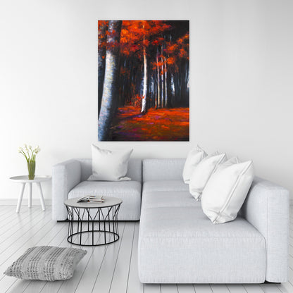 Toile grise représentant des arbres mystérieux dans une forêt - Décoration d'intérieur