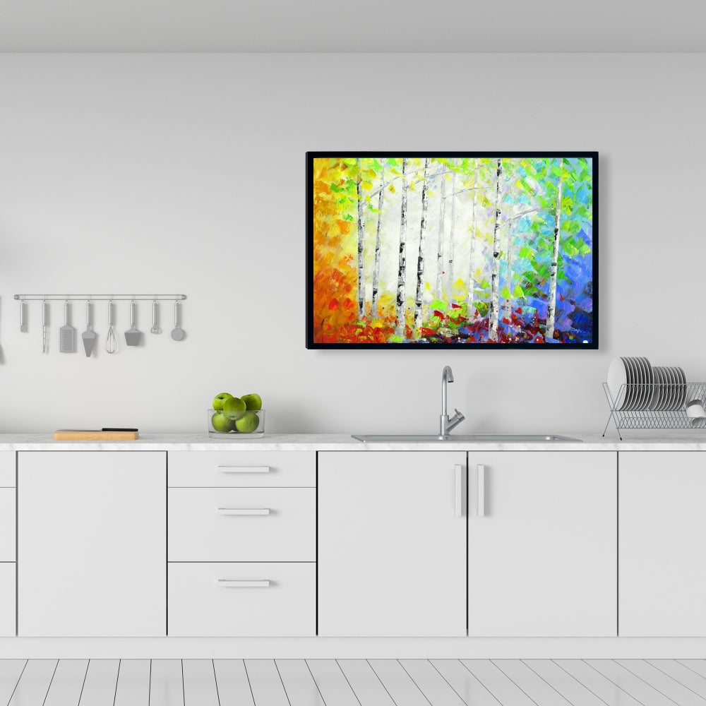 Toile encadrée Forêt colorée | Décoration de chambre contemporaine