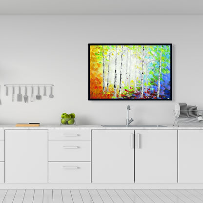 Toile encadrée Forêt colorée | Décoration de chambre contemporaine